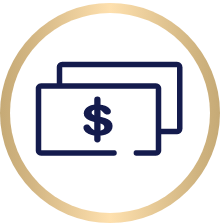 Icon with two stacked dollar bills